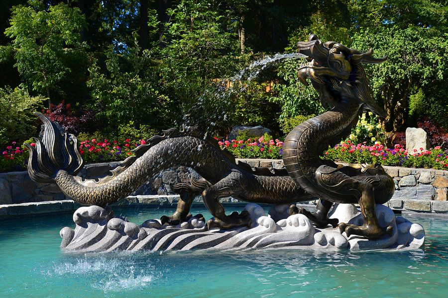 Chinese draak fontein in Butchart Gardens in Canada.