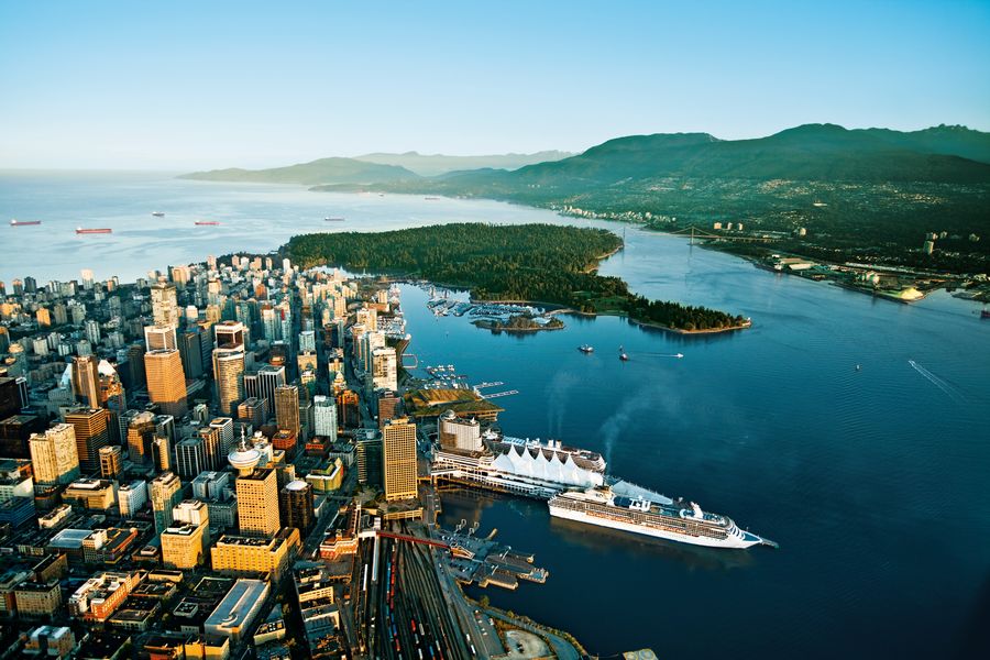 Birdeye uitzicht van Vancouver in British Columbia in Canada.