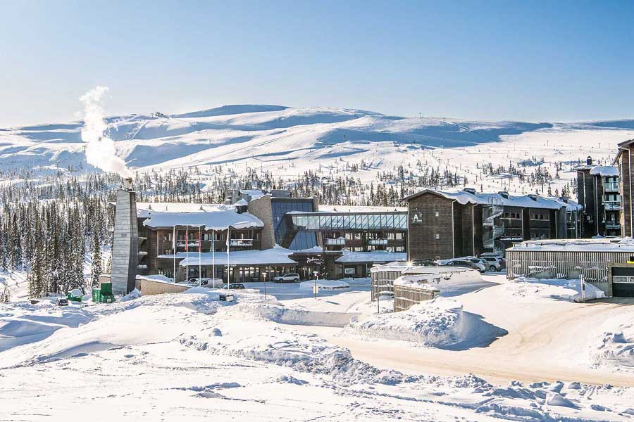 Buitenkant Skistar Lodge Trysil appartementen, Trysil Noorwegen wintersport 2024/2025 vanaf Groningen of Amsterdam